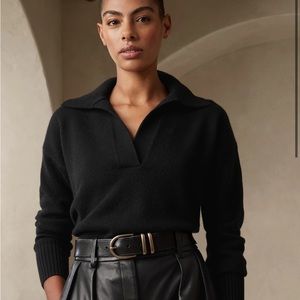 BANANA REPUBLIC Cashmere Black Polo Sweater
